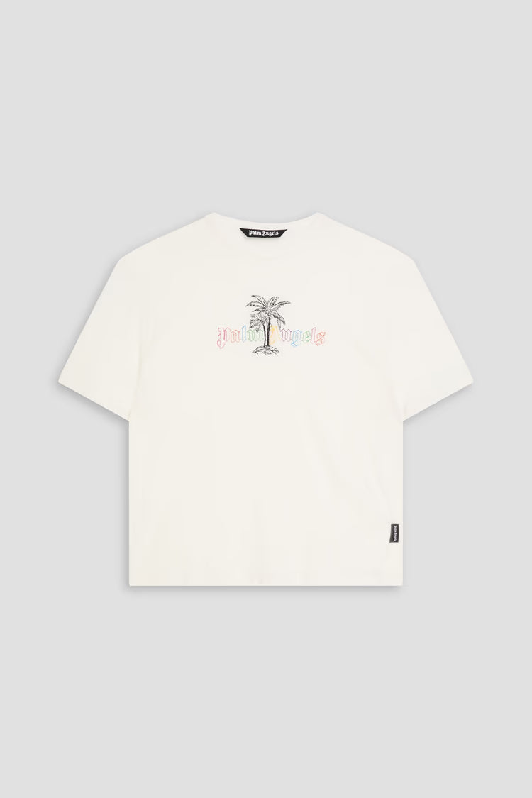 Palm Angels Printed Cotton & Linen Blend Tee