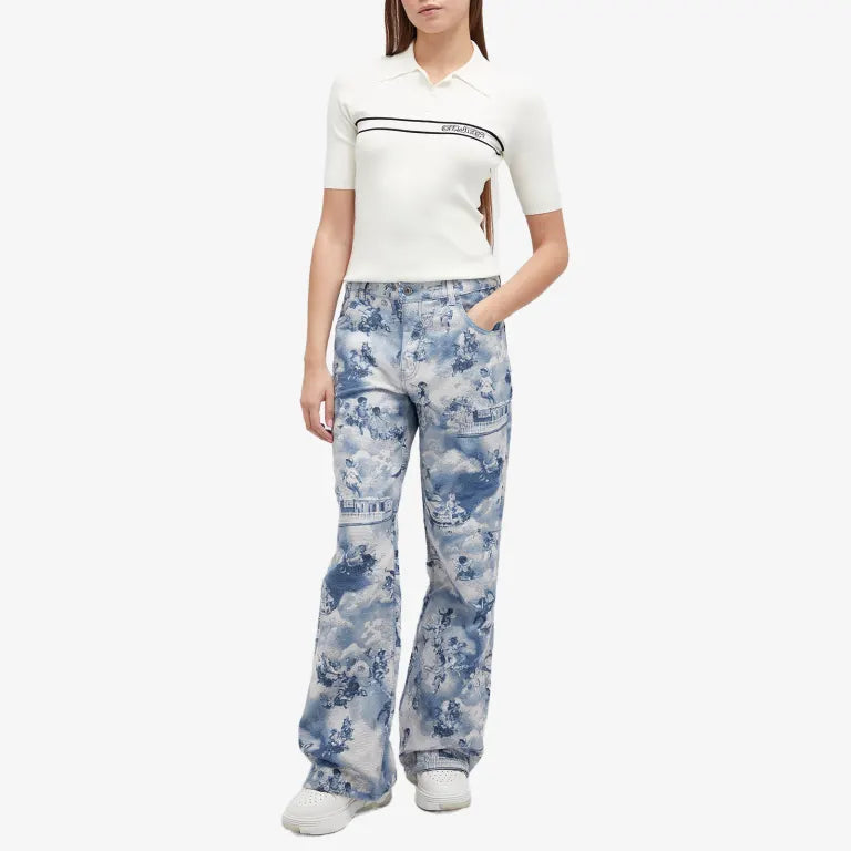 OffWhite Logo Stripe Short Sleeve  Polo Top
