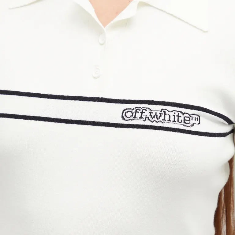 OffWhite Logo Stripe Short Sleeve  Polo Top