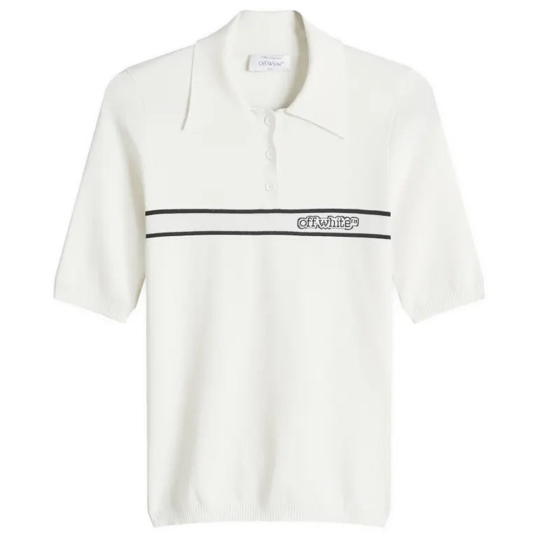 OffWhite Logo Stripe Short Sleeve  Polo Top