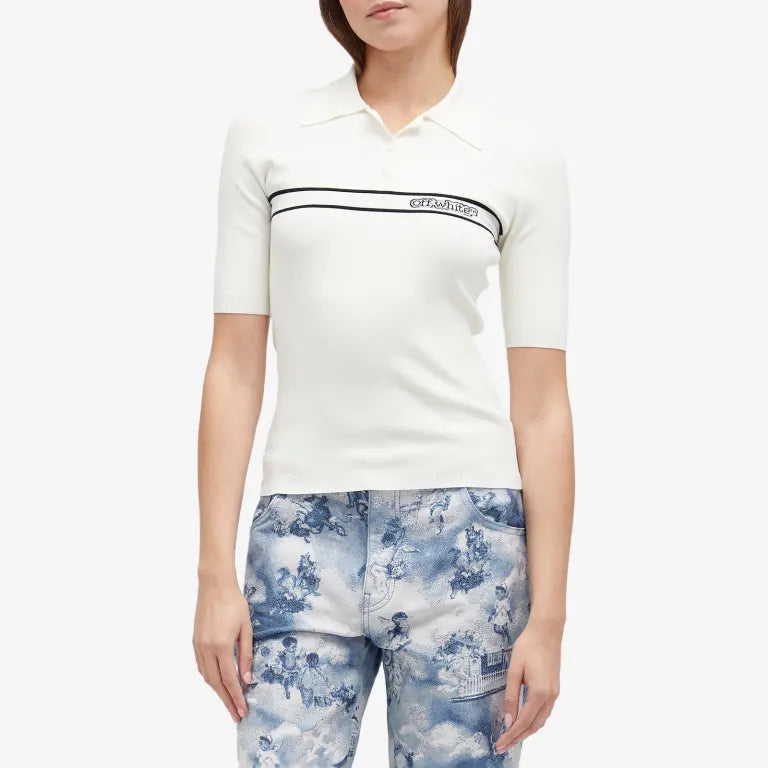 OffWhite Logo Stripe Short Sleeve  Polo Top