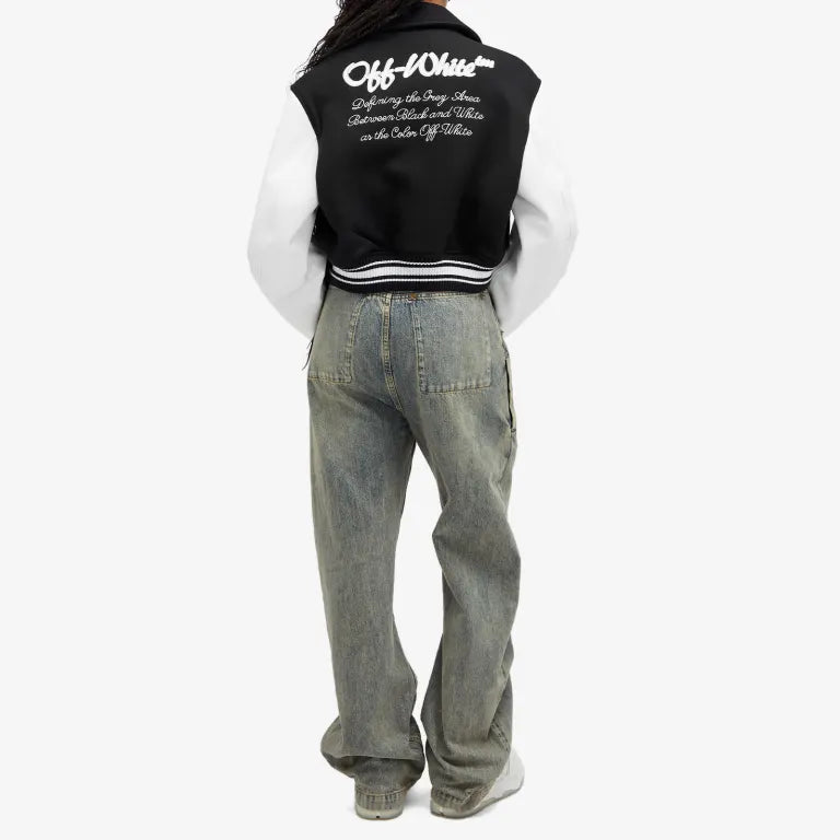 OffWhite Wo Simple Cropped Varsity Jacket