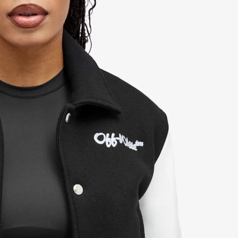 OffWhite Wo Simple Cropped Varsity Jacket