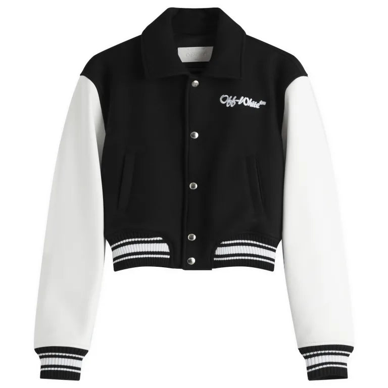 OffWhite Wo Simple Cropped Varsity Jacket