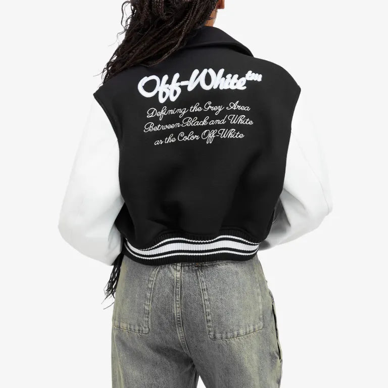 OffWhite Wo Simple Cropped Varsity Jacket