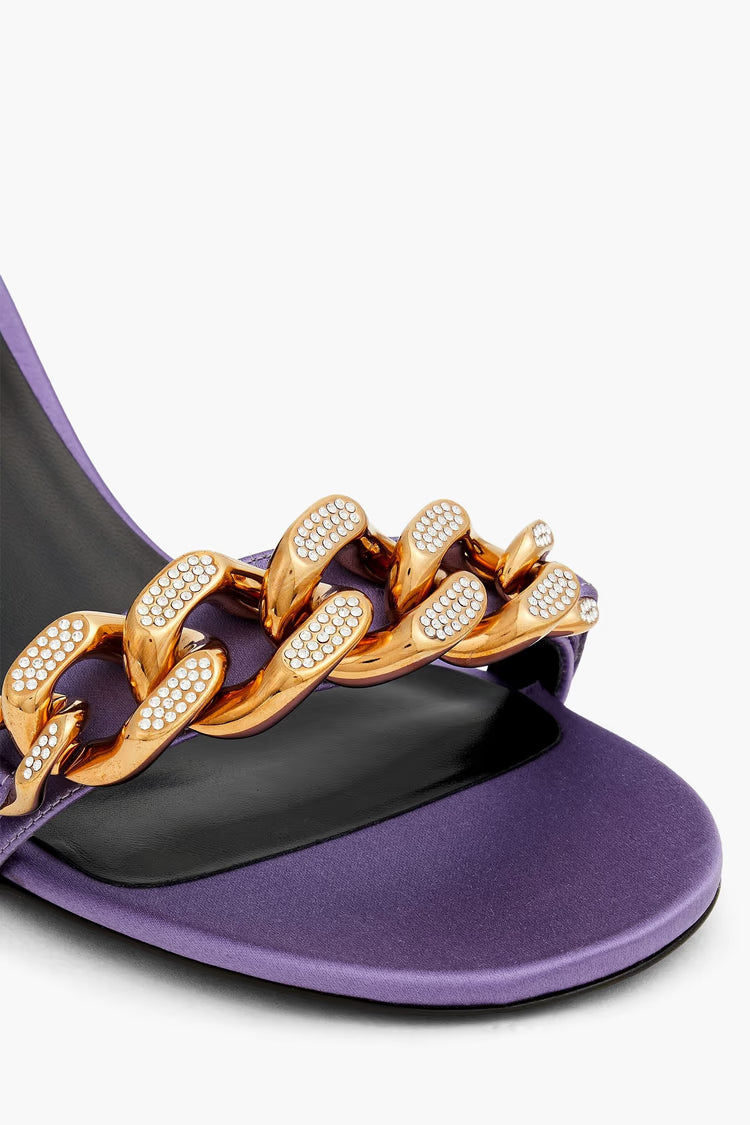 Versace Embellished Satin Mules
