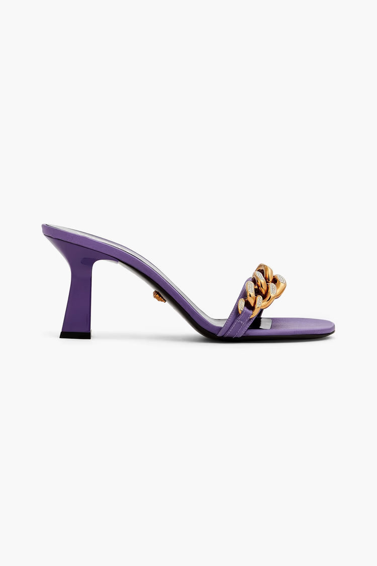 Versace Embellished Satin Mules