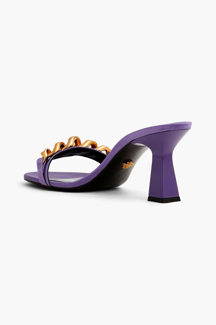Versace Embellished Satin Mules